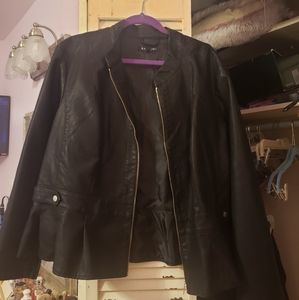 Faux Leather Peplum Jacket